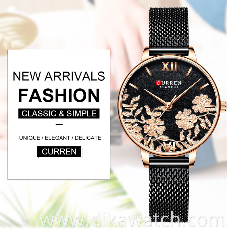 Curren 9065 New Ladies High Quality Genuine Leather Watch Women Fashion Dress Luxury Watch Quartz Sport Clock Relogio Masculino